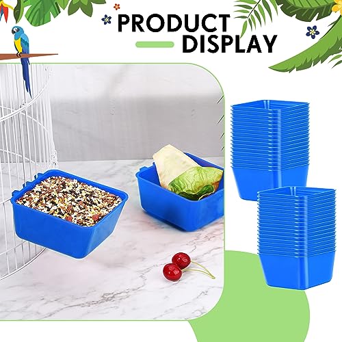 50 Pcs Cage Cups Chicken Feeder Cups 16 oz Hanging Bird Food Water Bowl Bunny Cage Feeding Dish for Pet Parrot Rooster Parakeet Poultry Pigeon(Blue) - color: Blue
