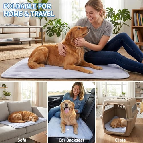 NAMOTEK Washable Dog Cooling Mat Ice Silk Cool Mat for Pet Self Comfortable Blanket Dog Pad - size: 47" x 28"
