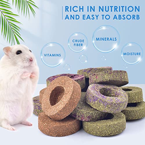 Bissap 16PCS Rabbit Chew Toys, 100% Natural Mixed Timothy Hay Cakes Chinchillas Chew Toys and Treat for Bunny Hamster Guinea Pig Gerbil and Other Small Animals Teeth Care - size: 7 Ounce (Pack of 1)