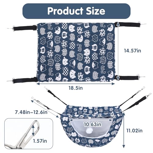 2 Pcs Cat Cage Hammock, Double Layer Soft Hanging Pet Bed for Indoor Cats, Kittens, Ferrets, Rabbits and Small Animals, 2 Styles