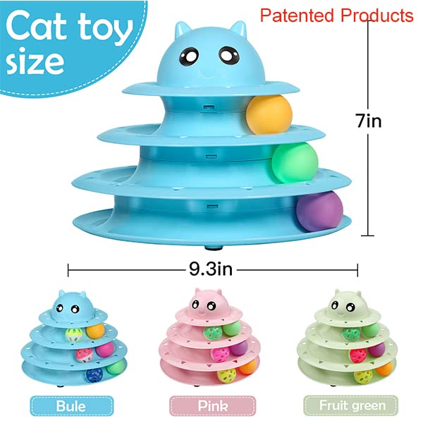 UPSKY 20 PCS Cat Toys Set with Teaser, Mice, Spring, and Various Ball Toys | Puzzle Kitten Toys, Sturdy Structure, Detachable Design, Easy to Assemble, Anti-Slip, Reduces Boredom for Indoor Cats - color: B-20PCS-Blue