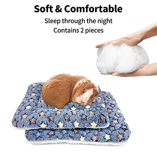 Amakunft 2 Pcs Guinea Pig Bed Mat Washable, Rabbit Winter Bed Pad for Indoor, Warm Small Animal Bed Mattres, Fleece Sleeping Pad for Bunny, Rat, Hedgehog, Sugar Glider, Chinchilla - size: Medium