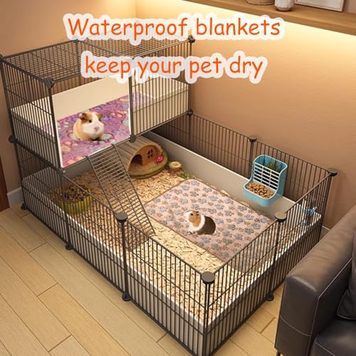 Waterproof Guinea Pig Blankets Washable 3 Pack Small Animal Fleece Cage Liners Pet Soft Sleep Mat Pad Cover Warm Flannel Throw for Hamster Guinea Pig Rabbit Chinchilla Hedgehog Ferret 23"×16"