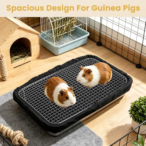 Guinea Pig Litter Box for Small Animals, Rabbit Litter Box with Grid Tray, Metal Base, Reusable Dual-Layer Liner, Easy to Clean, Low Entry (2.4 inch)