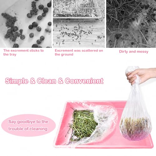 Disposable Rabbit Cage Liners, 50 Pcs Small Animal litter box Liner Bags | Quick Cleanup Leak-Proof Transparent Elastic Opening Pet Toilet Tray Film for Bird Guinea Pig Bunny Chinchilla - size: L+W+D<24 inches