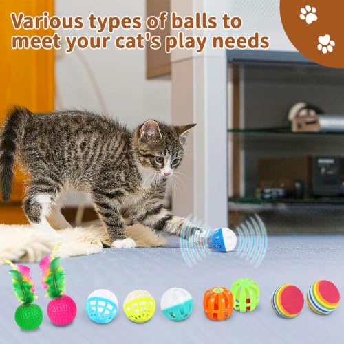iCAGY 25 Pcs Cat Toys Set, Cat Cube Tunnel Toy for Indoor Cats, Kittens | Interactive Variety Pack, Cat Cube Tunnel, Feather Golf, Mice, Springs, Balls, Noise Toys - Rainbow/Colorful