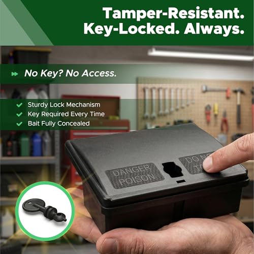 Mouse Bait Station | 4-Pack Indoor & Outdoor Mouse Bait Stations | Bait (Not Included) is Secured by Lock & Key | Pet & Child-Safe Alternative to Mouse Traps | for Mice Only - Small Size - size: 4-Pack Small
