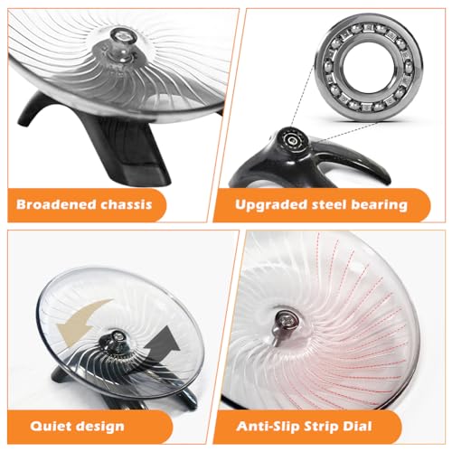 Hamster Wheel, 7.1Inch Hamster Flying Saucer Silent Running Exercise Wheel for Hamsters, Hermit Crab, Mice, Gerbil Small Cage(Color:Grey) - color: Grey
