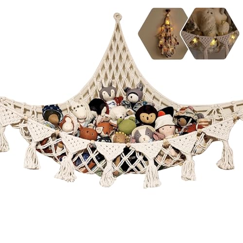 Stuffed Animals Toy Storage Hammock Wall Hanging Net Corner Hanging Organizer Bedroom Plush Toy Holder for Room Decor 47.2 Inch