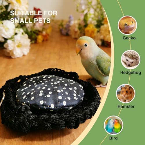 Reptile Hammock Swing Hanging Bed Bearded Dragon Hammock Reptile Accessories for Chameleon, Lizards, Gecko, Snakes, Iguana Reptiles, Geckos, Bird, Parrot, Parakeet, Cockatiel Toys（Black with pad） - color: Black with pad