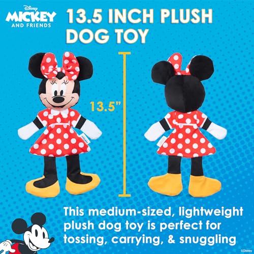 Disney for Pets Minnie Mouse Plush Squeaker Dog Toy, 13.5 Inch | Flattie crinkle body design, officially licensed Disney product, inspired by Minnie Mouse, playful design - color: Minnie Mouse Plush, size: 13.5 Inch