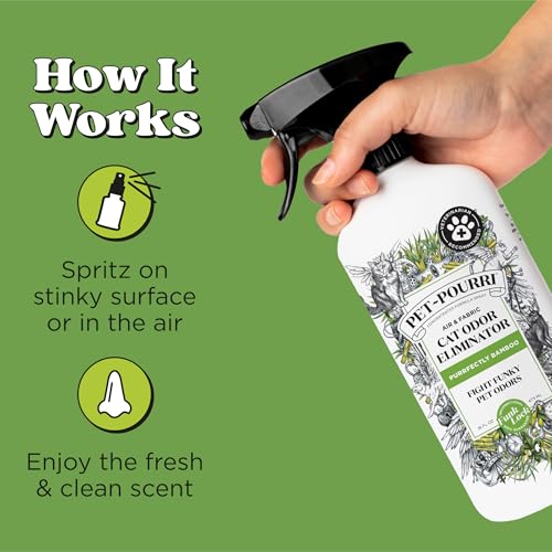 Pet-Pourri Smell Ya Litter Cat Litter Deodorizer Spray, Purrfectly Bamboo 3.4 Fl Oz, Up to 170 Uses, Pet Odor Remover with Essential Oils for Air, Carpet, Urine, Vet Recommended, Bergamot Bamboo Scent - size: 3.4 Fl Oz (Pack of 1)