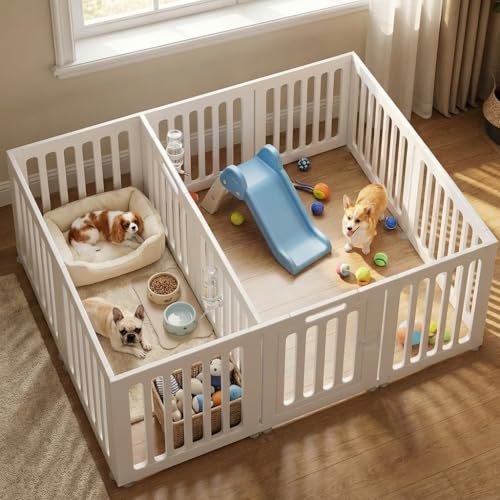 Dog Playpen with Door, Portable Large Puppy Playpen for Indoor & Outdoor Use, Tool-Free Assembly Modern Pet Play Pen for Dogs, Cats & Rabbit Cage - color: 10 Panels 2 Door, style: 10 Panels 2 Door