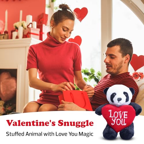 8 inch Adorable Valentine Stuffed Animal with Love You Heart for Loved Ones -Premium Huggable Animal (Panda with Heart) - style: Panda