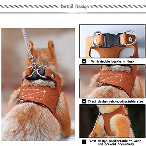 Squirrel Traction Rope Strap Anti-Biting Chain Rope, Adjustable Vest, Small Animal Walking Harness with Lead Leash, Hamster Gerbil Rat Mouse Ferret Chinchilla Small Animal Walking Leash | Small Animal Walking Harness with Lead Leash/ No Neck Strain/ Stres