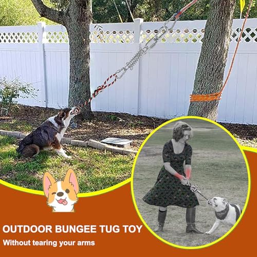 HOPET Dog Rope Toys,Dog Outdoor Bungee Solo Hanging Toy,Tether Tug of War Dog Toys for Pitbull Small Large Aggressive Chewers Dogs to Exercise - color: Orange
