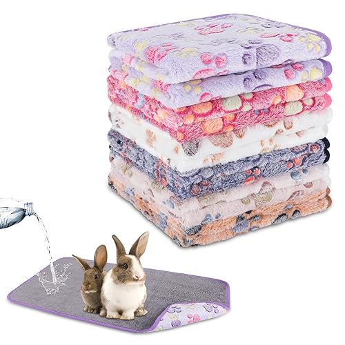 YUEPET 6 Pack Waterproof Guinea Pig Blankets, Fleece Cage Liners, M | Guinea Pig Fleece Cage Liners, Waterproof Backing, Machine Washable, Soft Fleece bunny blanket, 35 x 24 in - color: Purple+blue+beige+white+pink+coffee, size: M-35"×24"