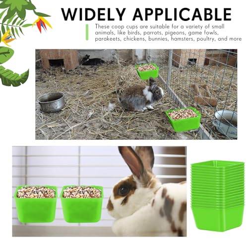 50 Pcs Cage Cups Chicken Feeder Cups 16 oz Hanging Bird Food Water Bowl Bunny Cage Feeding Dish for Pet Parrot Rooster Parakeet Poultry Pigeon(Green) - color: Green