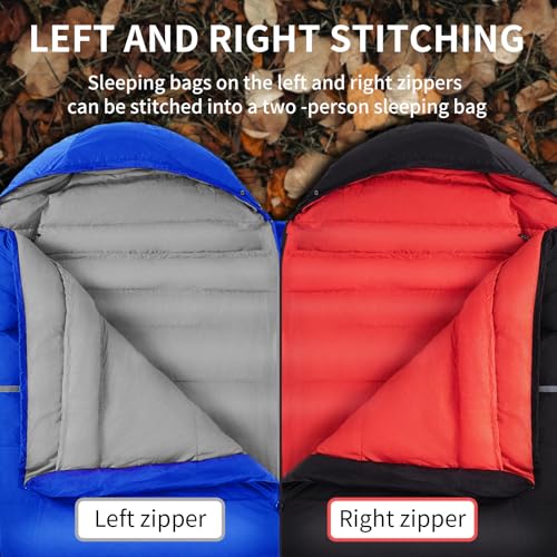 Down Sleeping Bag for Adults, 600 Fill Power Ultralight Backpacking | 600 Fill Power Down,Compact Carry,Ultralight Trail Use,Camping Hiking Backpacking,Cold and Warm Weather Use - color: 500g Down Filling-RoyalBlue