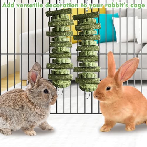 kathson 3Pcs Bunny Chew Toys Rabbit Chewing Toy for Teeth Hanging Grinding Chinchilla Treats Timothy Grass Cake Molar Balls for Guinea Pigs Hamsters Gerbils Rats Squirrels Playing Improve Pets Dental - style: Style C