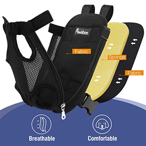 Pawaboo Pet Front Carrier Backpack for Small Medium Dogs | Legs Out Easy-fit,Adjustable Straps,Hands-Free,Soft Padded Support for Travel Hiking Cycling Camping,2.5-5Lbs,Black,S - color: A-Black, style: Small (Pack of 1)