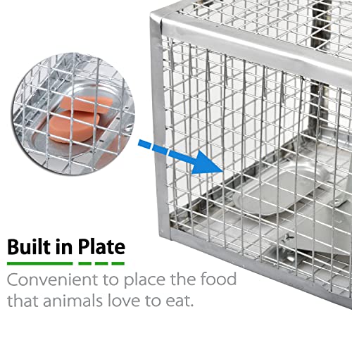 2-Pack Live Chipmunk Traps Humane Vole Hamster Mouse Rat Cage Traps | Catch and Release, For Indoor and Outdoor Use - color: Silver