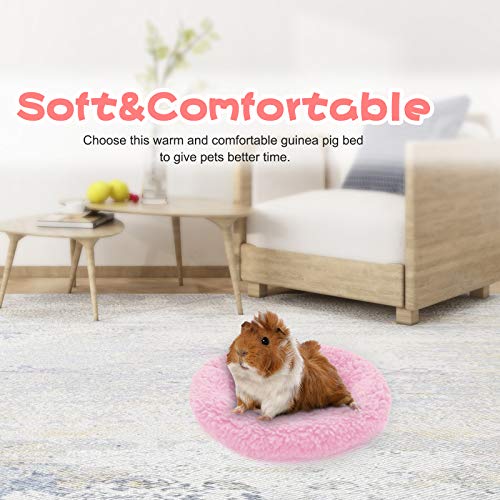 BWOGUE Hamster Bed, Round Velvet Sleep Pad for Guinea Pigs and Rats, 8.7 in | Round Mat for Small Pets, Soft Velvet, Machine Washable, Cage & Home Use, Hamsters Guinea Pigs - color: Pink