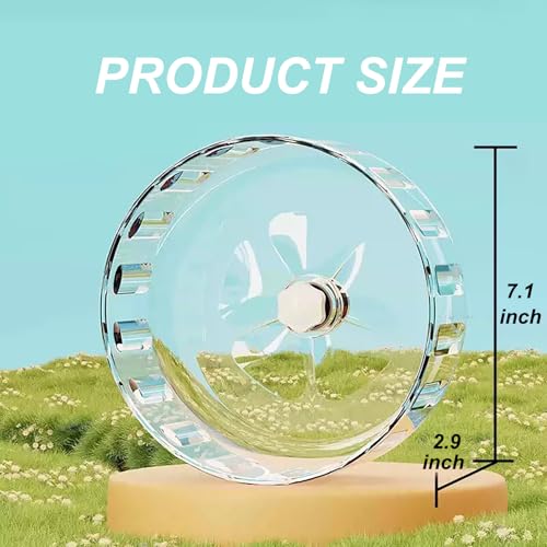 Hamster Wheel, Silent Running Exercise Wheel with Adjustable Stand for Hamster Guinea Pig Gerbil Hedgehog Small Animal Cage Accessories (Clear, 7.1inch/18cm) - size: 7.1inch/18cm