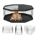 VEVOR Foldable Metal Dog Exercise Pen, Pet Playpen Dog Fence for Camping with Top Cover and Bottom Pad, 24" H 8 Panels, Puppy Crate Kennel Indoor Outdoor for Medium Dogs, Both for Home&Yard - size: 8 panels 24*24in, style: Playpen + Top Cover & Bottom Pad