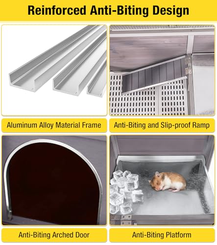 Aivituvin Guinea Pig Cages, Rabbit Hutch with Anti-Chew Frame, Bunny Cage with Cleaning Sliding Tray, 3 Openable Areas, Assemblable Legs, Ramp & Hideout Included - Grey - color: Grape Purple
