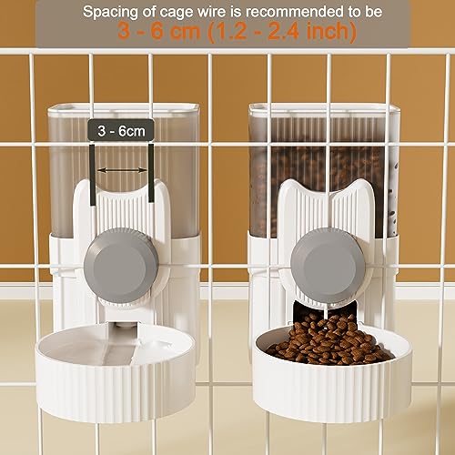 Lemtrflo Rabbit Water Dispenser, Cage Automatic Hanging Bunny Feeder | Suitable for Rabbits, Guinea Pigs, Small Dogs, and Other Small Pets - color: White Gray