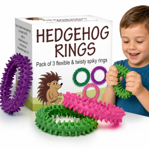 Hedgehog Rings Spiky Sensory Bracelet for Kids & Adults, 3 Pack - style: Fidget Rings Pink Purple Green