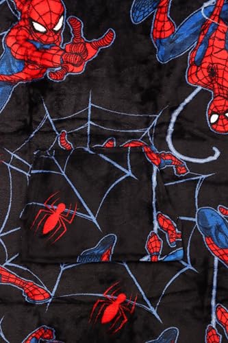 Jay Franco Wearable Throw Blanket – Kids Oversized Plush Hooded Blanket with Pocket, Ultra Soft Cozy Fleece Throw for Lounging, Travel, Black - Spiderman, 24x32 - Kid - color: Black - Spiderman, size: Kid