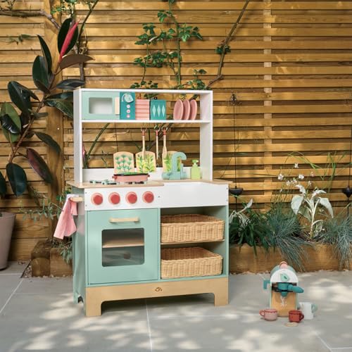 Tender Leaf Toys - Babyccino Maker Wooden Coffee Machine Pretend Food Play Toy with Espresso Capsules and Cups Made Premium Materials Craftsmanship Age 3+