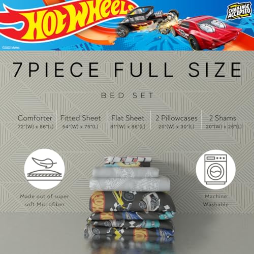 Hot Wheels Kids Bedding Super Soft Comforter and Sheet Set with Sham, 7 Piece Full Size, (Officially Licensed Product) By Franco - color: Hot Wheels, size: Full