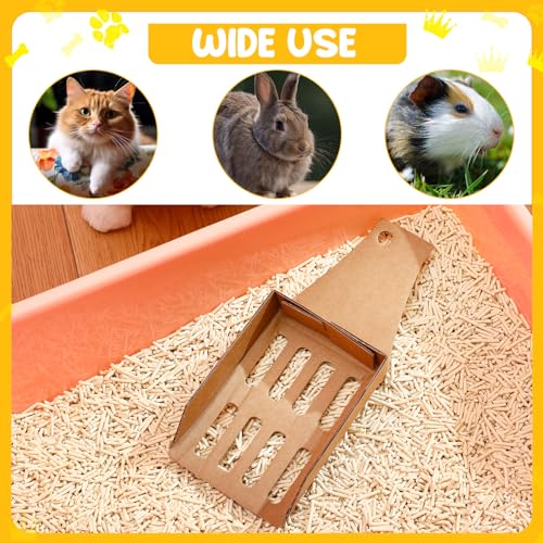 Watersay 30 Pcs Disposable Cat Litter Scoops 8.3x3.3 Inch Portable Kitty Litter Scooper with Holder Shovel Cardboard Plastic Free Litter Scoop with Holes for Travel Cat Litter Box