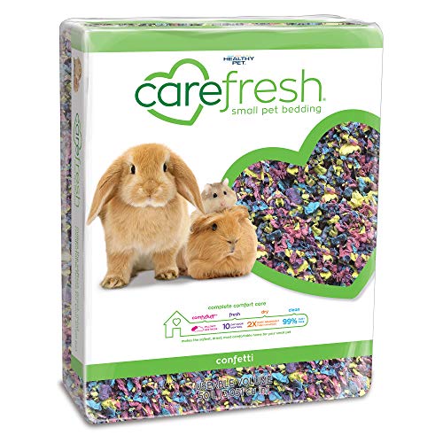 Carefresh Confetti Small Pet Bedding, 99% Dust-Free Natural Paper with Superior 10 Day Odor Control & Absorption for Guinea Pigs, Hamsters, 50L, (Pack May Vary) (L0410) | 2X more absorbent, 99% dust free, odor control, Biodegradable and compostable, For h
