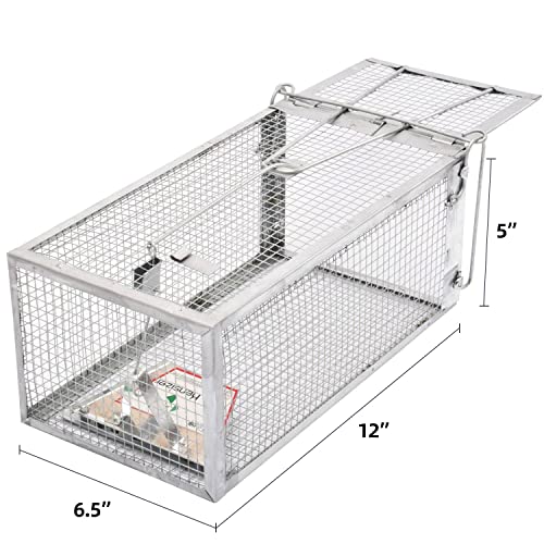 Kensizer Animal Humane Live Cage Trap, Medium 12" L x 6.5" W x 5" H | For Rat Mouse Chipmunk Mice Voles Hamsters and Other Small Rodents, Catch and Release, 1 Pack - size: Medium