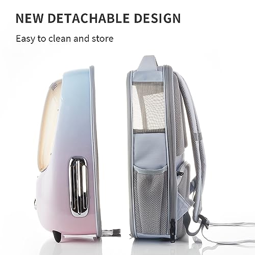 PETKIT Cat Backpack Carrier for Kitty Small Dog with Inbuilt Fan & Light | Airline-Approved Pet Backpack Bubble , Detachable Dog Backpack with Padded Strap for Travel, Hiking, Walking & Outdoor - color: Pink