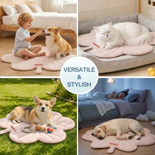Dog Cooling Mat Washable Pet Cooling Mat, Self Cooling Mat for Dogs Large | 47" x 45", Thick Portable Foldable Cooling Pad for Indoor Outdoor, Crate, Travel, Camping and Beach - color: Pink, size: Large
