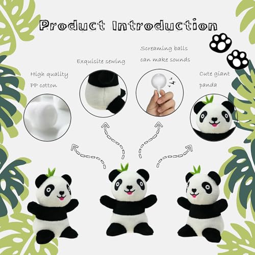 Dog Hide and Seek Toys Puppy Chew Squeaky Toys Plush Mushroom&Bamboo&Shell Hideout Stuffing with Squeakers Animals (3Pcs Squeaky Panda) - color: 3Pcs Squeaky Panda
