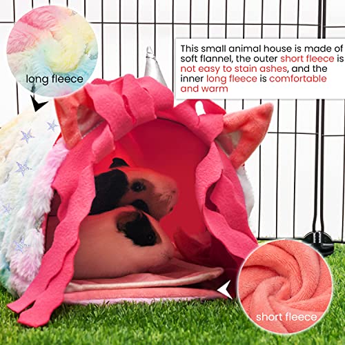 PAWNISAW Guinea Pig Hideout, Washable Fleece Pink Tunnel House & Cage Tube | Small Animal Bedding & Cage Accessories, Playing Habitat for Hamster, Rat, Hedgehog, Chinchilla - color: pink
