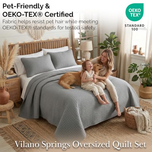 Southshore Fine Living, Inc. Summer Bedspreads Queen Size Quilts with Shams, Full Bedding Set, Quilt Coverlet Queen Size, Full Bedspread with 2 Pillow Shams, Summer Bedding Sets, Steel Grey Quilt - color: 04 - Grey, size: Full / Queen