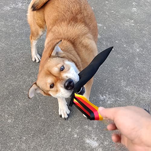 Dewonch No Stuffs Squeaky Leather Bite Tug Toy for Dog Training, K9 Puppy Stuffless Pull Toy with Handle to Build Prey Drive,Train Biting Grip,Play Tug of War Game (Squeaky Toy) | K9 Puppy Pull Toy with Handle to Train and Build Prey Drive,Play Tug of War
