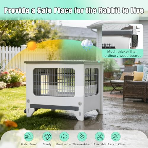 Plastic Rabbit Hutch for Indoor & Outdoor | Urine Barrier and Pull-Out Tray, Pet Habitat for Small Animals, Rabbit Cage Easy Cleaning and Assembly - size: 21.6"L*18.8"W*17.9"H