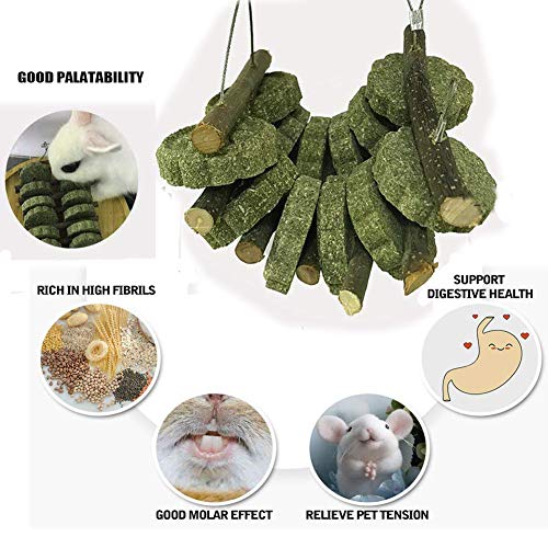 Hamiledyi Bunny Chew Toy for Teeth,Guinea Pig Natural Organic Fruitwood Sticks with Grass Cake for Rabbits,Chinchillas,Gerbils, Squirrels, Hamsters, Chewing/Improve Dental Health - style: Style E