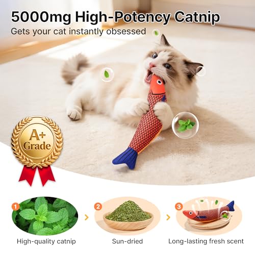 Potaroma Cat Toys Saury Fish, 3 Pack, Catnip Crinkle Sound, Soft and Durable, Interactive Kitten Kicker for Indoor Kitty Exercise 9.4 Inches for All Breeds | Crinkle Sound, Soft and Durable, Interactive Kitten Kicker for Indoor Kitty Exercise 9.4 Inches f