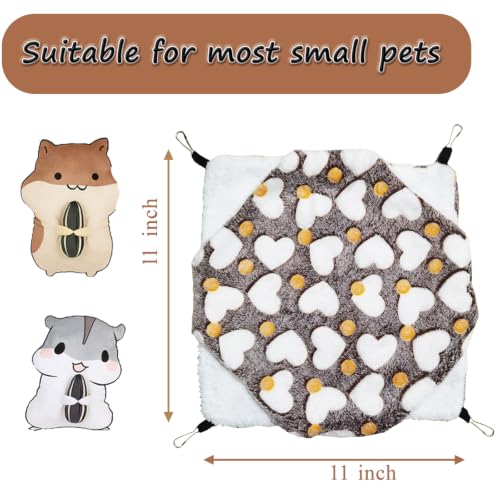 Guinea Pig Sugar Glider Hammock for Cage - Machine Washable Double-Decker Hanging Bed - Fits Ferret,Fancy Rat,Hamster,Gerbil - 11" x 11" - Love Coffee Pattern - size: 11x11''