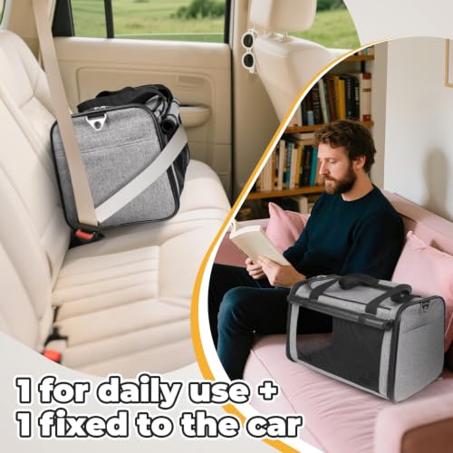 YUDODO 2 Packs 25 lbs Soft Sided Pet Carrier for Large Cat & Small Dog | Airline Approved, Lightproof Breathable Design, Side Pockets, Durable Mesh, Foldable and Portable, Grey*2 - color: Grey*2
