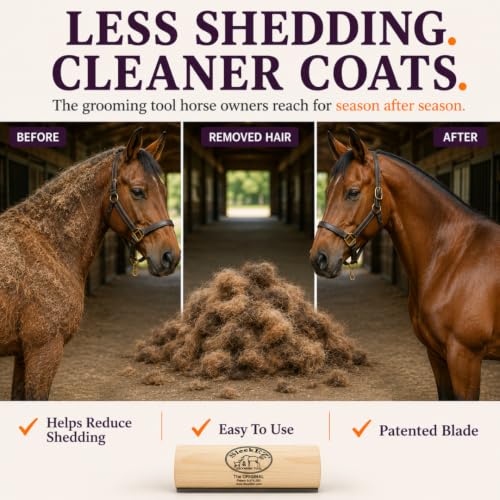 SleekEZ 10 Inch Horse Brush – Patented Horse Shedding Blade Made in USA - Removes Loose Hair & Undercoat - Deshedding Tool for Donkeys, Cows & Large Animals - Helps Reduce Seasonal Shedding - style: Horse Brush
